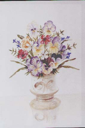 Pansies In Ceramic Vase