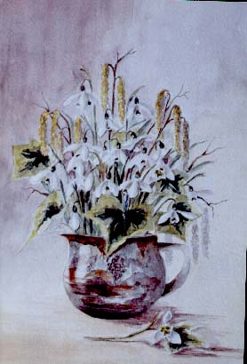 Snowdrops in Brown Jug