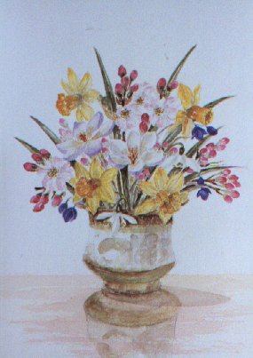 Spring Flowers in Ceramic Vase